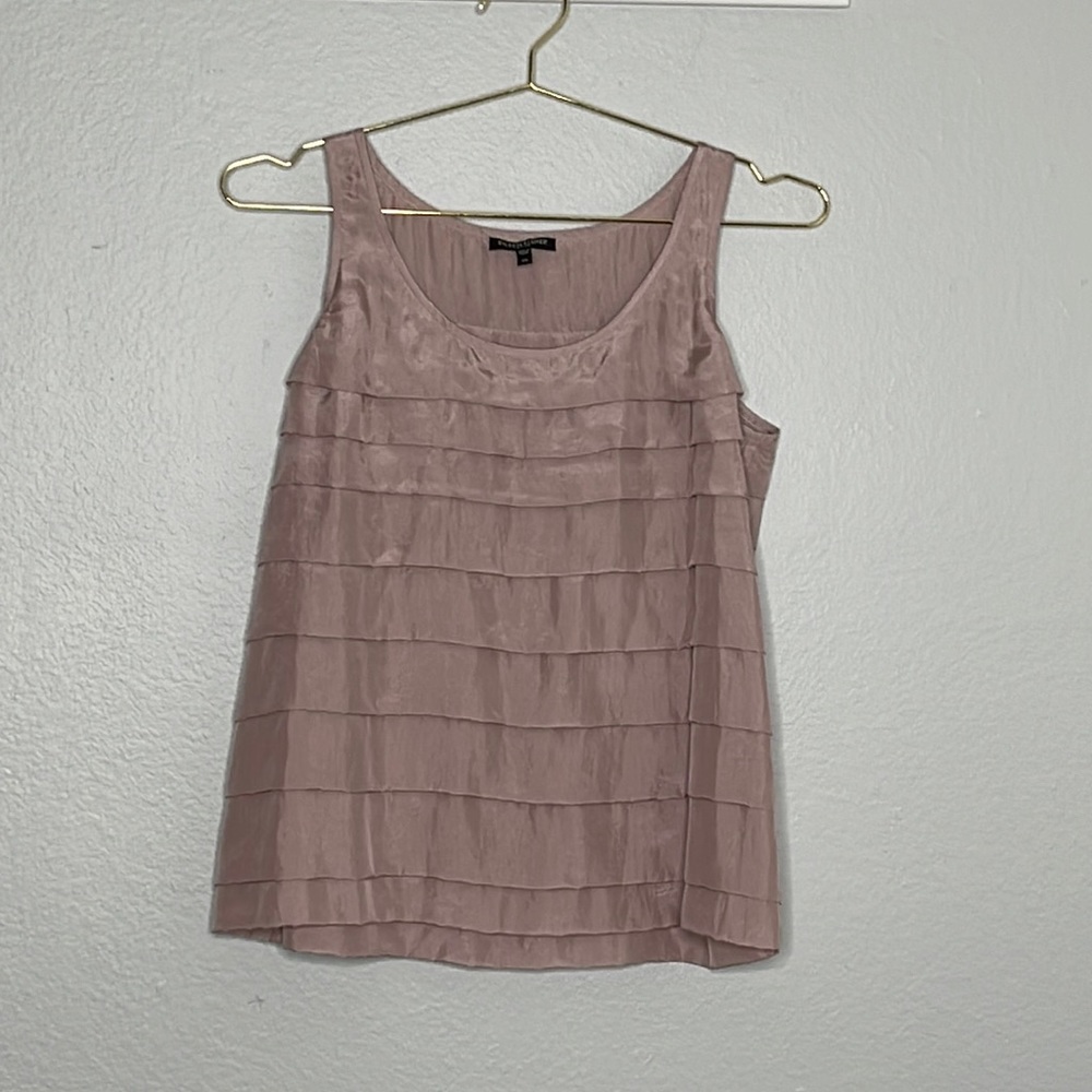 Eileen Fisher Purple Tiered Silk Habutai Top